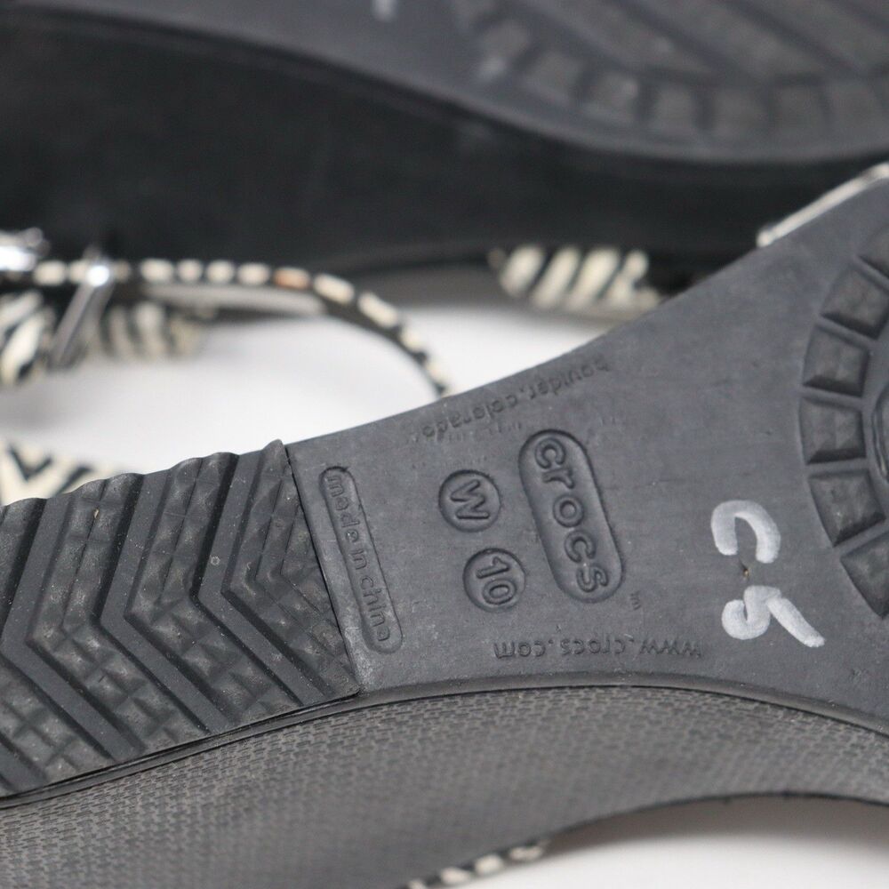 Crocs Women’s Size 10 15313 Leigh Zebra Ankle Strap Wedge Strappy Sandals - Picture 5 of 5